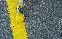 Yellow Strip Being Painted with Latex Paint Additive