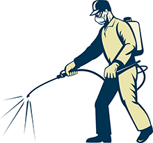 Man with back back sprayer graphic